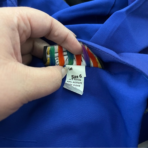 Vtg 80s Just In Thyme Dress Suit Colorblock Blazer 2-Piece Blue Black White 6 - Picture 6 of 8